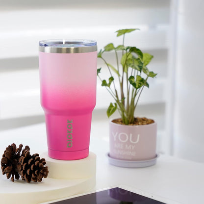 30 oz Tumbler with Lid and Straw, Insulated Stainless Steel Cup | Double Wall Vacuum, BPA Free, Leak Proof, Keeps Hot/Cold, Travel & Beach Ready, Car Holder Fit, Brick Red - Colors B