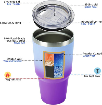 30 oz Tumbler with Lid and Straw, Insulated Stainless Steel Cup | Double Wall Vacuum, BPA Free, Leak Proof, Keeps Hot/Cold, Travel & Beach Ready, Car Holder Fit, Brick Red - Colors B