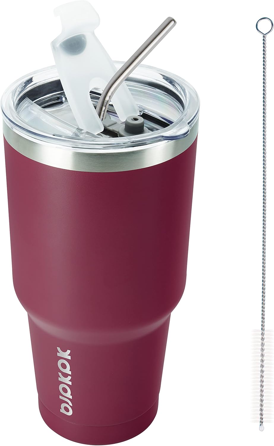 30 oz Tumbler with Lid and Straw, Insulated Stainless Steel Cup | Double Wall Vacuum, BPA Free, Leak Proof, Keeps Hot/Cold, Travel & Beach Ready, Car Holder Fit, Brick Red - Colors B