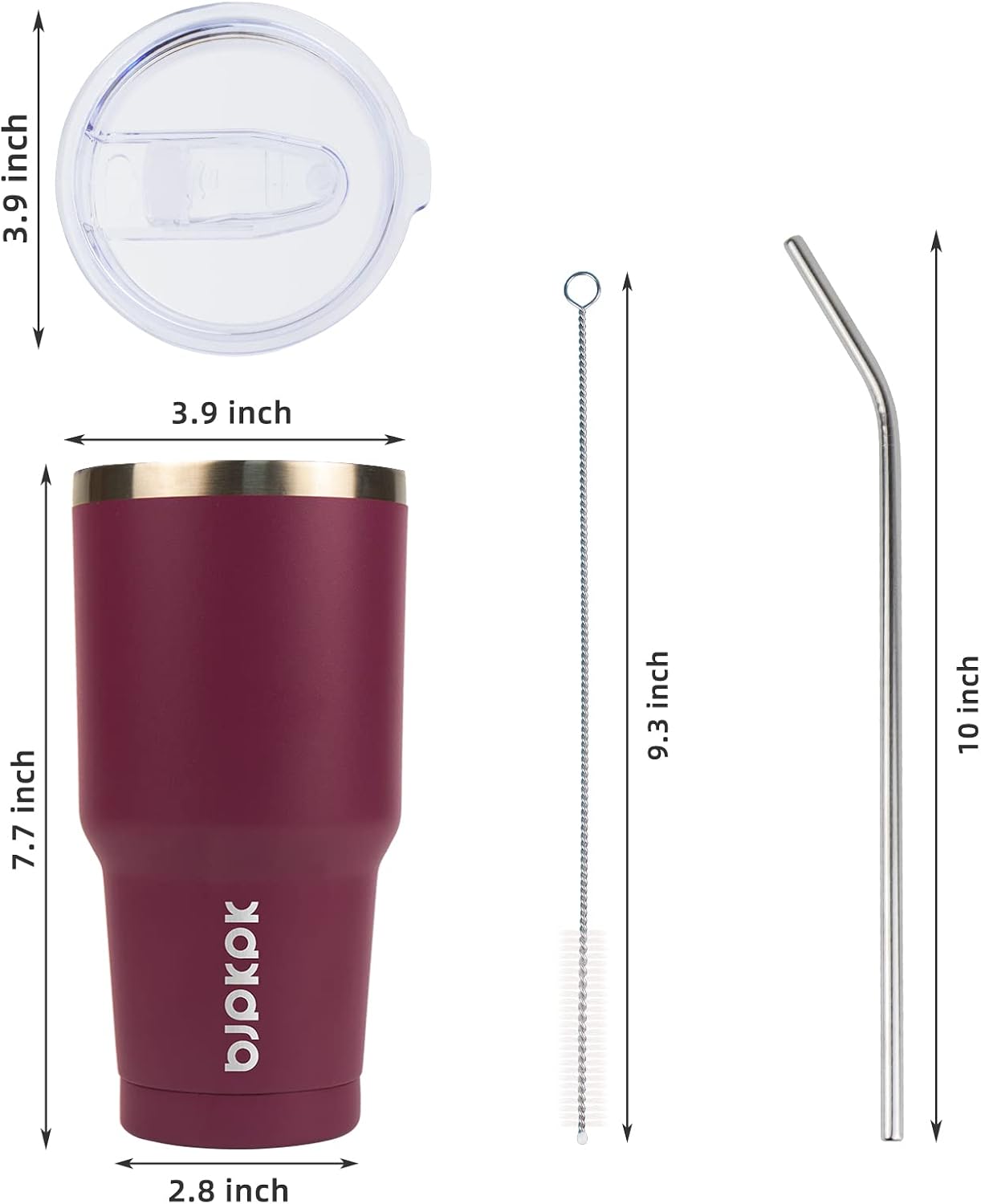 30 oz Tumbler with Lid and Straw, Insulated Stainless Steel Cup | Double Wall Vacuum, BPA Free, Leak Proof, Keeps Hot/Cold, Travel & Beach Ready, Car Holder Fit, Brick Red - Colors B