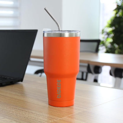30 oz Tumbler with Lid and Straw, Insulated Stainless Steel Cup | Double Wall Vacuum, BPA Free, Leak Proof, Keeps Hot/Cold, Travel & Beach Ready, Car Holder Fit, Brick Red - Colors B