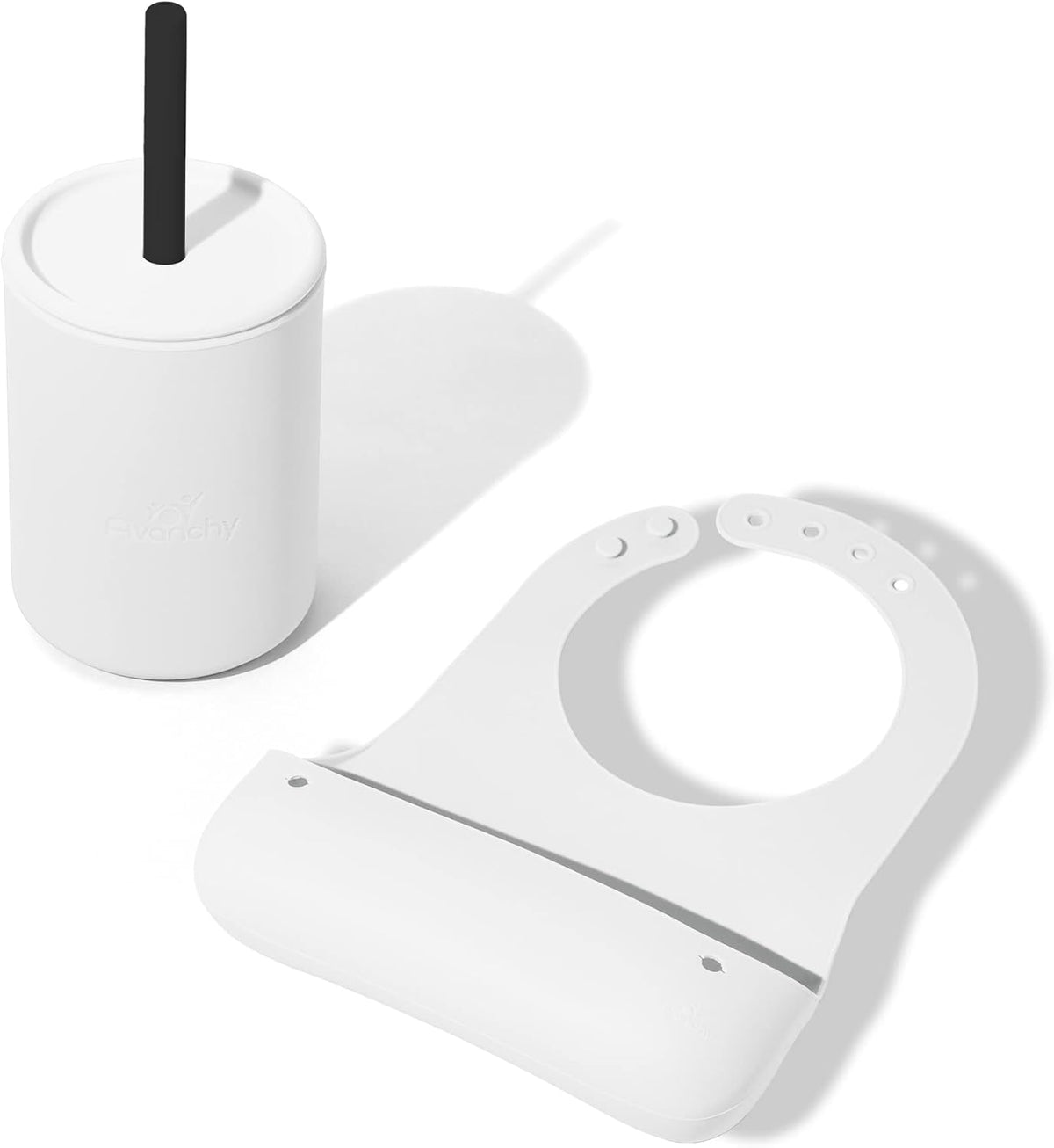 Avanchy Roll & Go Silicone Bibs + 5 oz. Mini Silicone Baby Cup With Straw