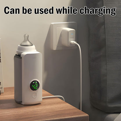 Portable Bottle Warmer, Rapid Warming with Battery-Powered Temperature Display, Waterless Milk Warming for Comfortable Baby Feeding On The Go