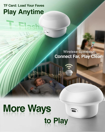Portable White Noise Sound Machine for Baby Kids Adults, 20 Natural Soothing Sounds, 48H Battery Playback, 30 Volume Levels, 3 Timers, Memory Function & Soft Night Light for Sleep, Home, Travel, Mini