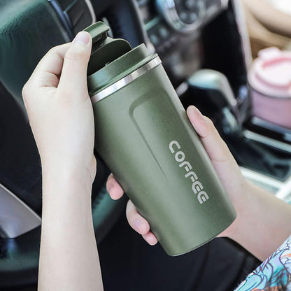 Smart Coffee Mug with Temperature Display 510ml Large Capacity, 304 Stainless Steel Insulated Travel Coffee Cup, Portable Thermal Mug with Leakproof Lid for Home Office Outdoor Use Green