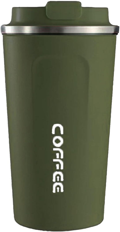 Smart Coffee Mug with Temperature Display 510ml Large Capacity, 304 Stainless Steel Insulated Travel Coffee Cup, Portable Thermal Mug with Leakproof Lid for Home Office Outdoor Use Green