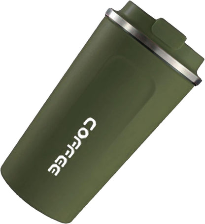Smart Coffee Mug with Temperature Display 510ml Large Capacity, 304 Stainless Steel Insulated Travel Coffee Cup, Portable Thermal Mug with Leakproof Lid for Home Office Outdoor Use Green