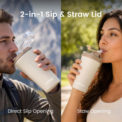 14oz Vacuum Insulated Tumbler with Straw Lid, Stainless Steel Double Wall Travel Cup, 2-in-1 Sip & Straw Lid, BPA Free Reusable Cup for Water, Iced Coffee, Tea, Hot Cold Drinks, Pink