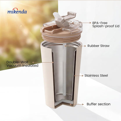 14oz Vacuum Insulated Tumbler with Straw Lid, Stainless Steel Double Wall Travel Cup, 2-in-1 Sip & Straw Lid, BPA Free Reusable Cup for Water, Iced Coffee, Tea, Hot Cold Drinks, Pink