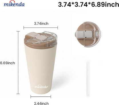 14oz Vacuum Insulated Tumbler with Straw Lid, Stainless Steel Double Wall Travel Cup, 2-in-1 Sip & Straw Lid, BPA Free Reusable Cup for Water, Iced Coffee, Tea, Hot Cold Drinks, Pink