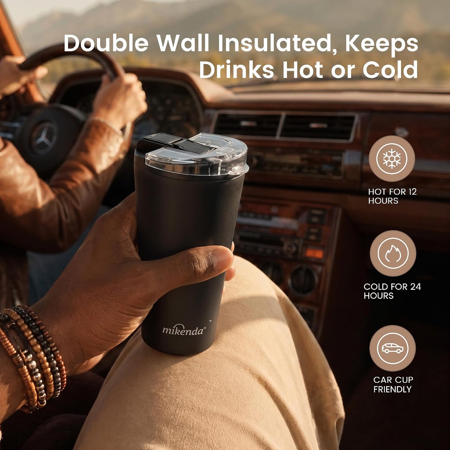14oz Vacuum Insulated Tumbler with Straw Lid, Stainless Steel Double Wall Travel Cup, 2-in-1 Sip & Straw Lid, BPA Free Reusable Cup for Water, Iced Coffee, Tea, Hot Cold Drinks, Pink