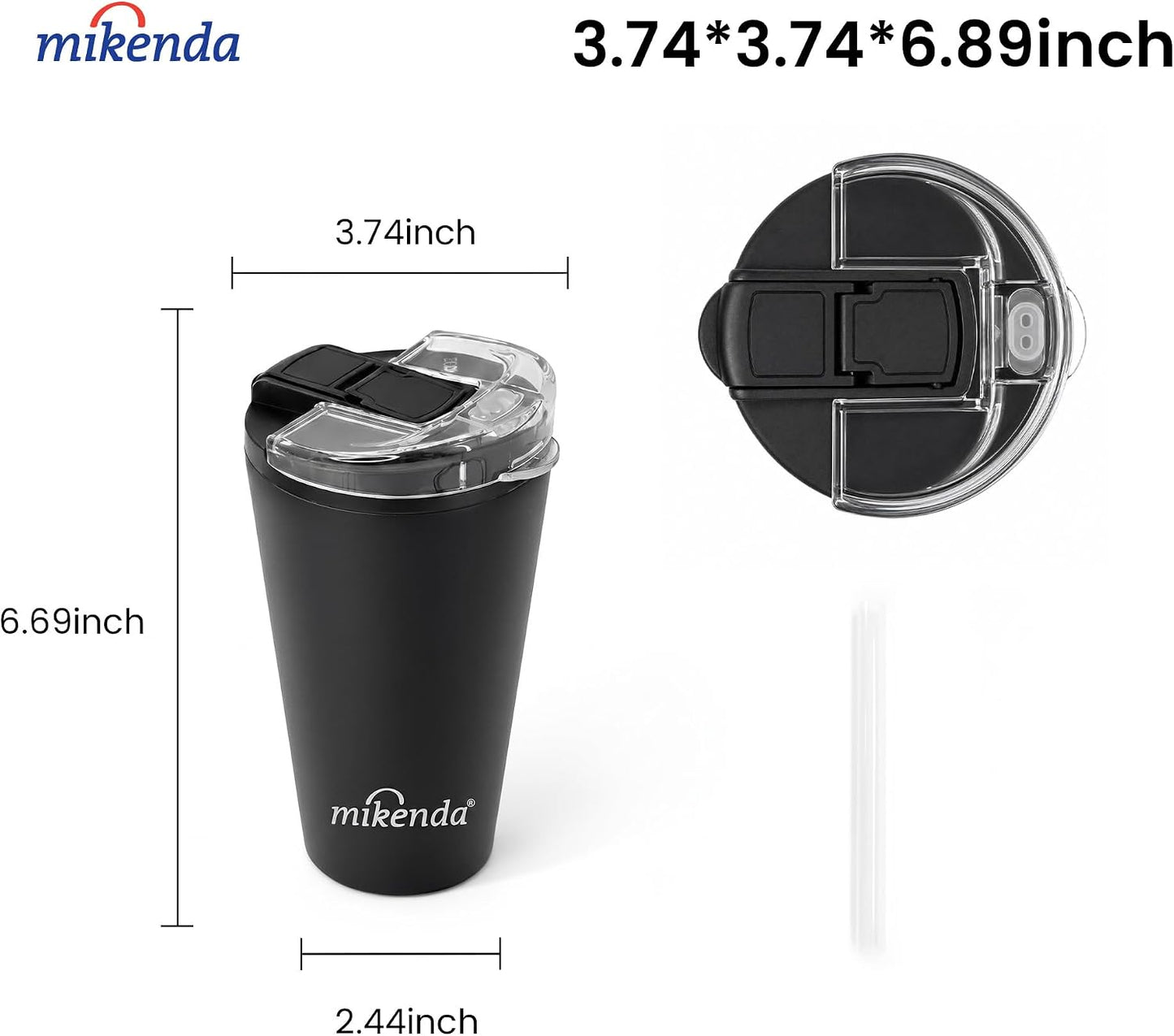 14oz Vacuum Insulated Tumbler with Straw Lid, Stainless Steel Double Wall Travel Cup, 2-in-1 Sip & Straw Lid, BPA Free Reusable Cup for Water, Iced Coffee, Tea, Hot Cold Drinks, Pink