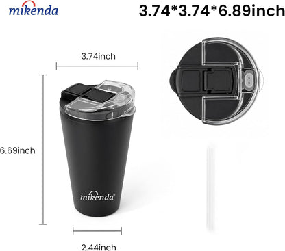 14oz Vacuum Insulated Tumbler with Straw Lid, Stainless Steel Double Wall Travel Cup, 2-in-1 Sip & Straw Lid, BPA Free Reusable Cup for Water, Iced Coffee, Tea, Hot Cold Drinks, Pink