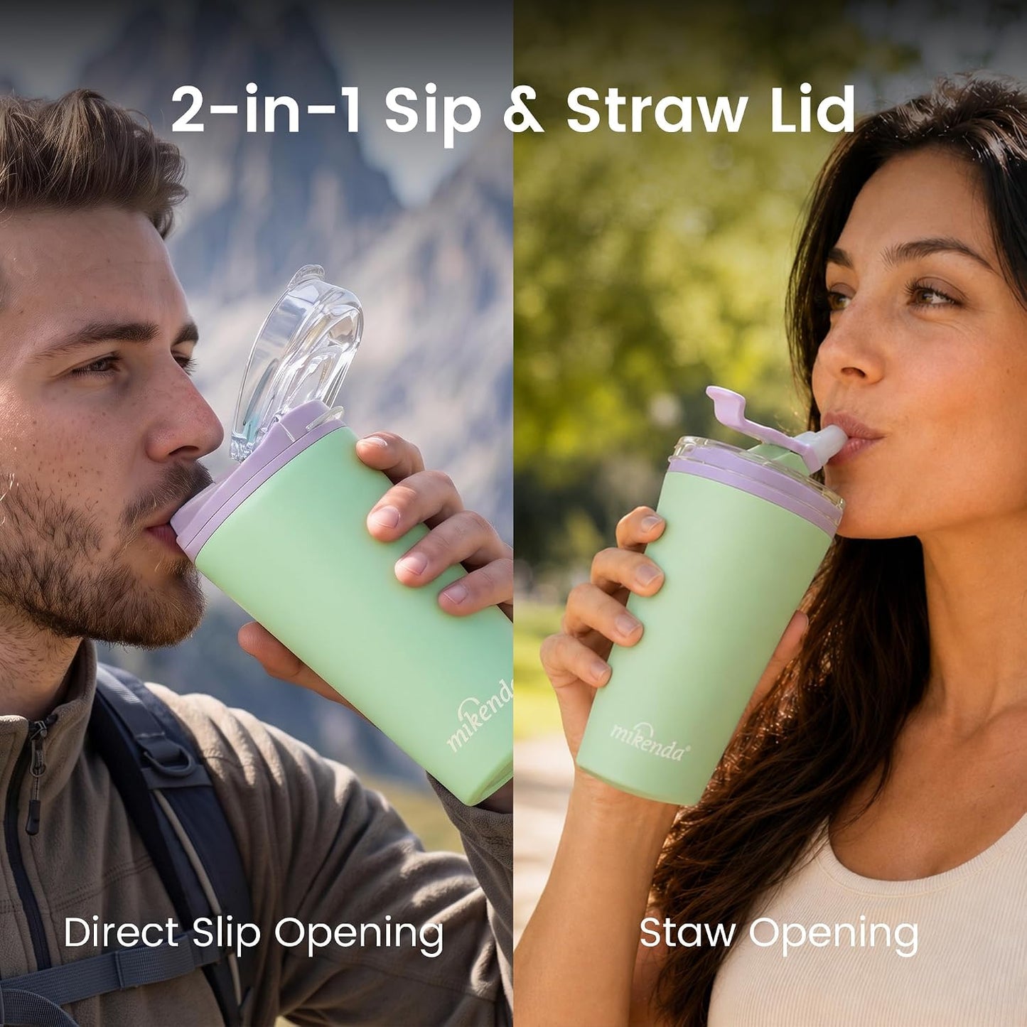 14oz Vacuum Insulated Tumbler with Straw Lid, Stainless Steel Double Wall Travel Cup, 2-in-1 Sip & Straw Lid, BPA Free Reusable Cup for Water, Iced Coffee, Tea, Hot Cold Drinks, Pink
