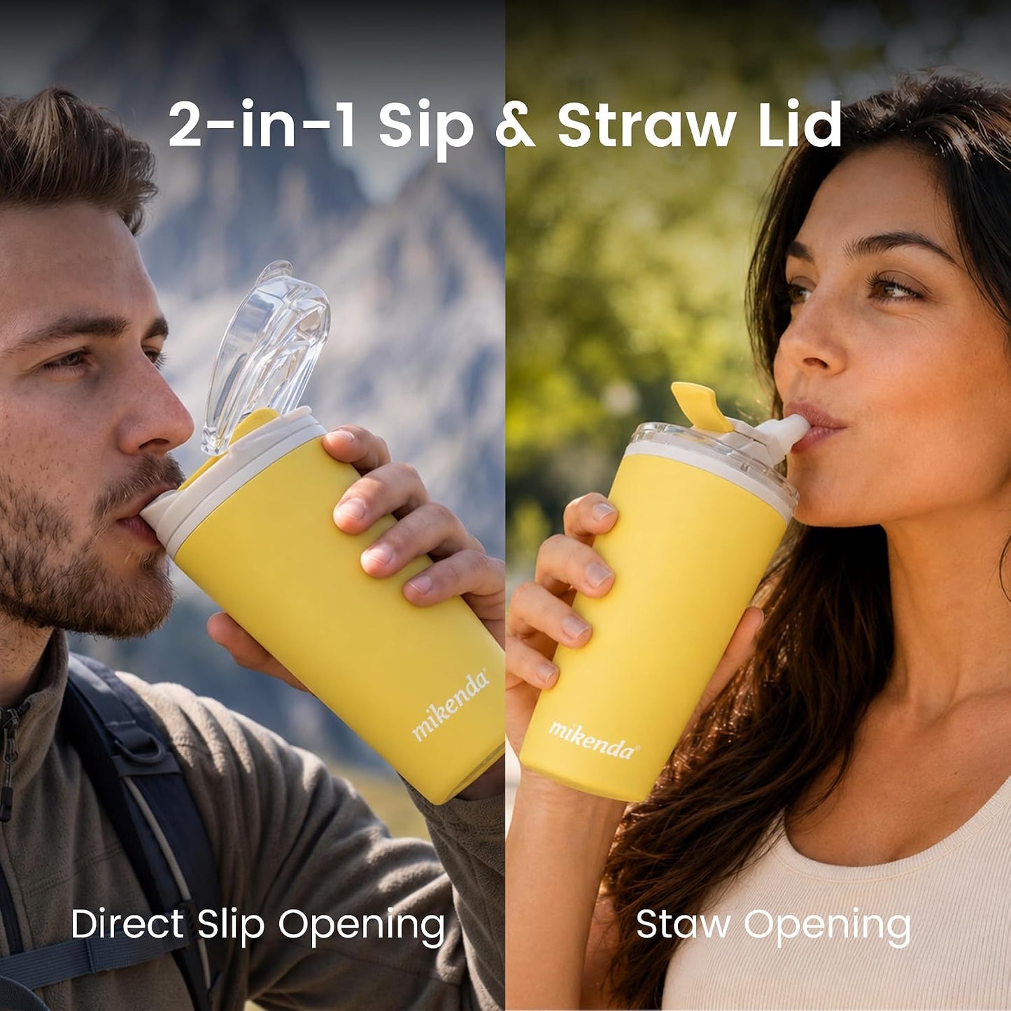 14oz Vacuum Insulated Tumbler with Straw Lid, Stainless Steel Double Wall Travel Cup, 2-in-1 Sip & Straw Lid, BPA Free Reusable Cup for Water, Iced Coffee, Tea, Hot Cold Drinks, Pink