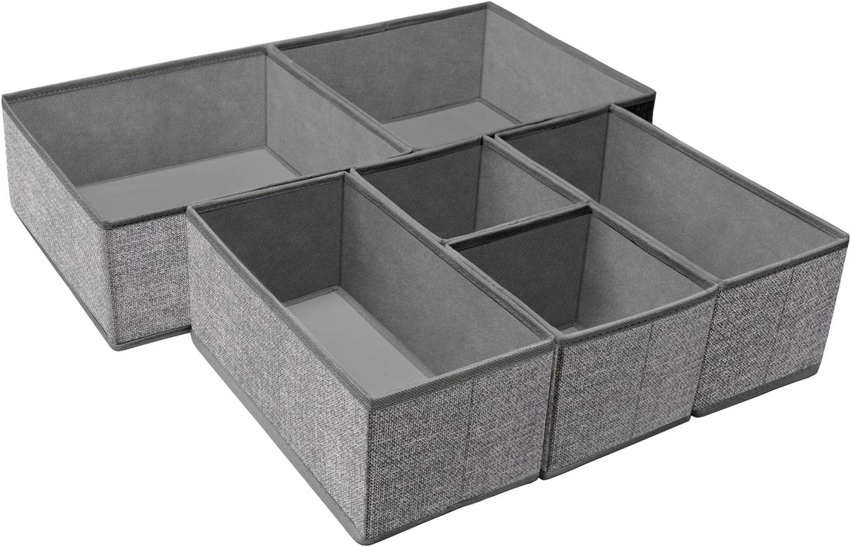 Drawer Organizers for Clothing, Foldable Clothes Storage Box Closet Dresser Drawer Organizers Dividers, Bedroom Organization Fabric Bins for Baby Clothes Underwear Sock Bra Ties (Beige)