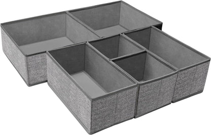 Drawer Organizers for Clothing, Foldable Clothes Storage Box Closet Dresser Drawer Organizers Dividers, Bedroom Organization Fabric Bins for Baby Clothes Underwear Sock Bra Ties (Beige)