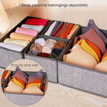 Drawer Organizers for Clothing, Foldable Clothes Storage Box Closet Dresser Drawer Organizers Dividers, Bedroom Organization Fabric Bins for Baby Clothes Underwear Sock Bra Ties (Beige)