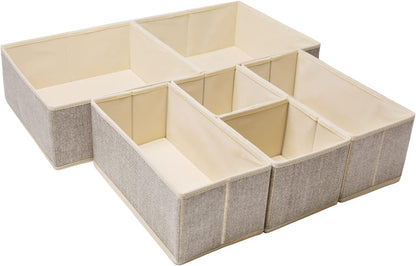 Drawer Organizers for Clothing, Foldable Clothes Storage Box Closet Dresser Drawer Organizers Dividers, Bedroom Organization Fabric Bins for Baby Clothes Underwear Sock Bra Ties (Beige)