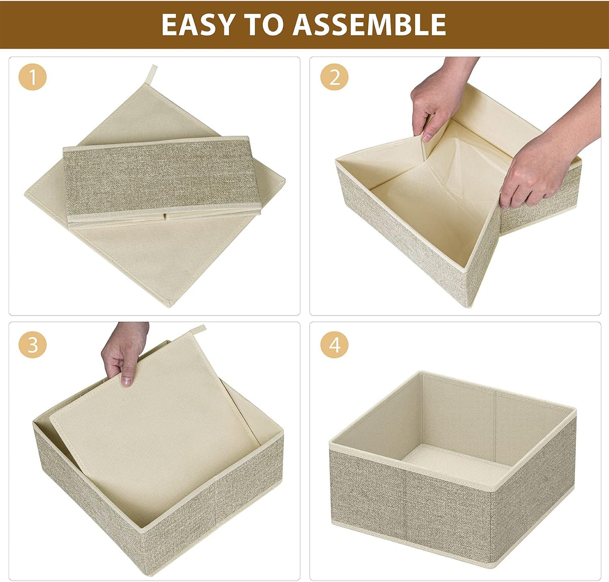 Drawer Organizers for Clothing, Foldable Clothes Storage Box Closet Dresser Drawer Organizers Dividers, Bedroom Organization Fabric Bins for Baby Clothes Underwear Sock Bra Ties (Beige)