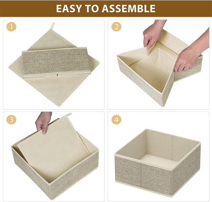 Drawer Organizers for Clothing, Foldable Clothes Storage Box Closet Dresser Drawer Organizers Dividers, Bedroom Organization Fabric Bins for Baby Clothes Underwear Sock Bra Ties (Beige)