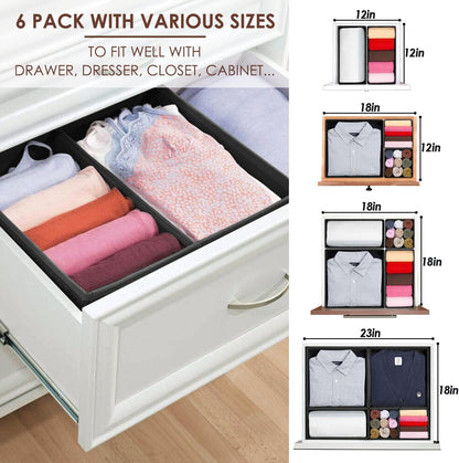 Drawer Organizers for Clothing, Foldable Clothes Storage Box Closet Dresser Drawer Organizers Dividers, Bedroom Organization Fabric Bins for Baby Clothes Underwear Sock Bra Ties (Beige)
