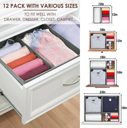 Drawer Organizers for Clothing, Foldable Clothes Storage Box Closet Dresser Drawer Organizers Dividers, Bedroom Organization Fabric Bins for Baby Clothes Underwear Sock Bra Ties (Beige)