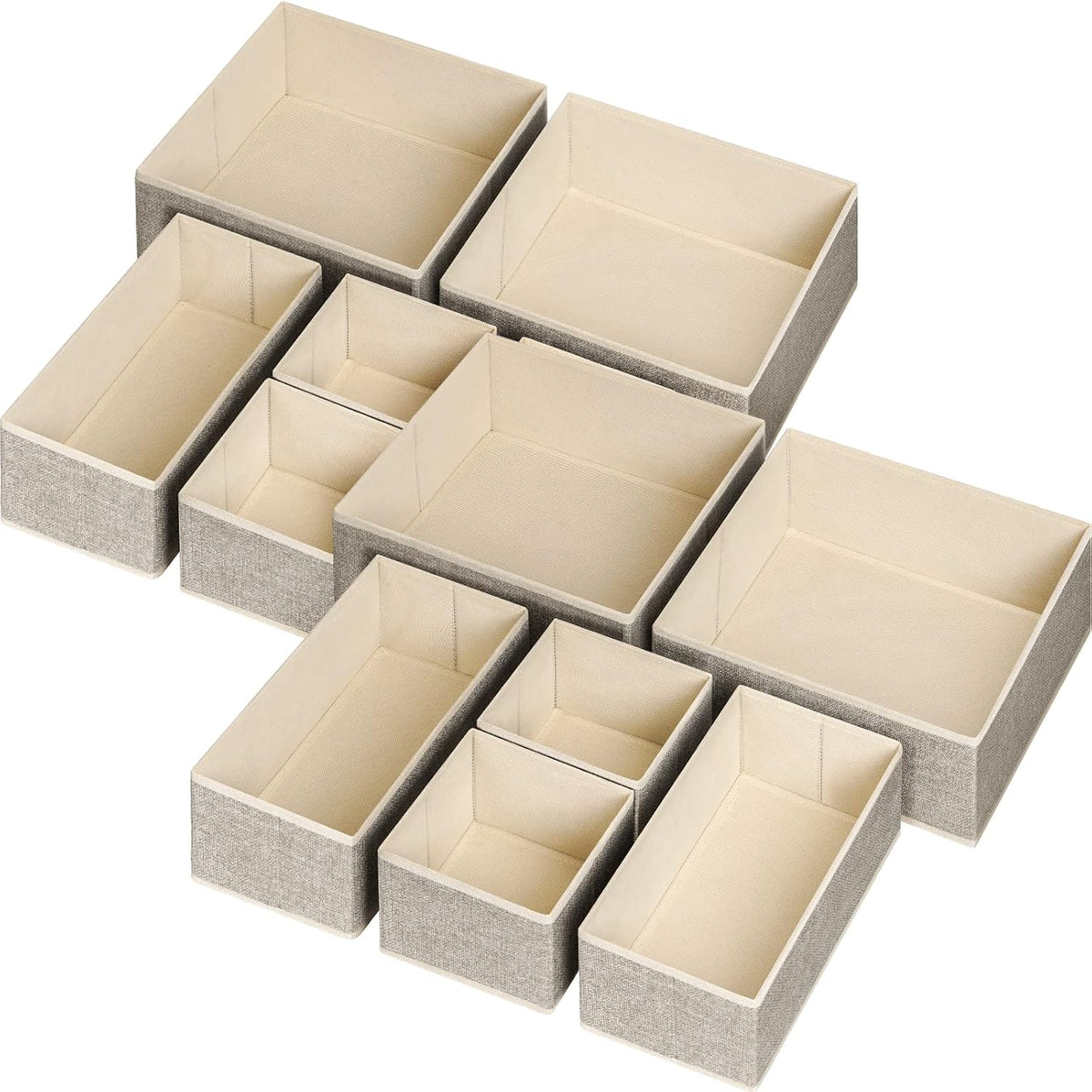 Drawer Organizers for Clothing, Foldable Clothes Storage Box Closet Dresser Drawer Organizers Dividers, Bedroom Organization Fabric Bins for Baby Clothes Underwear Sock Bra Ties (Beige)