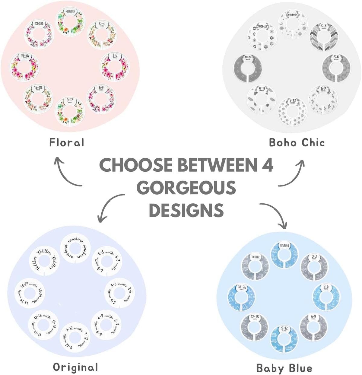 Baby Closet Dividers (Baby Blue) – Fits 1.5" Rod - Set of 8 Baby Clothes Organizers – Organize Nursery Hangers Size/Age