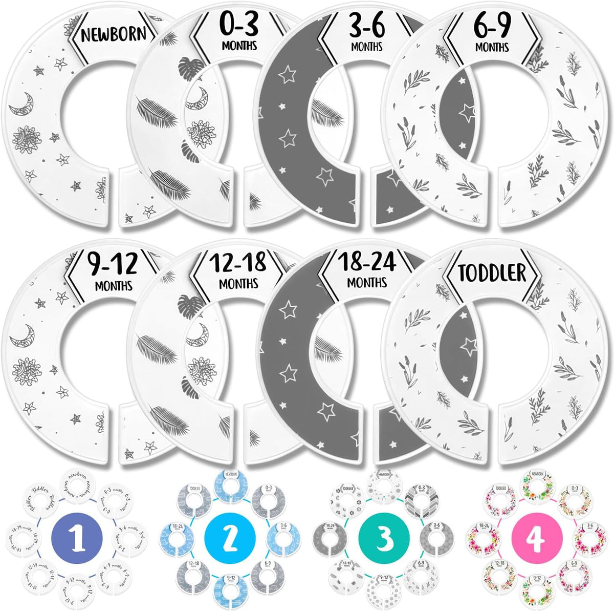 Baby Closet Dividers (Baby Blue) – Fits 1.5" Rod - Set of 8 Baby Clothes Organizers – Organize Nursery Hangers Size/Age
