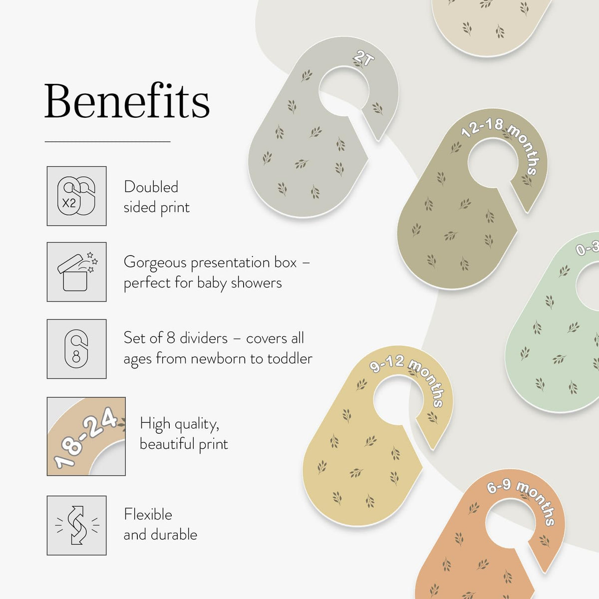 Baby Closet Dividers (Baby Blue) – Fits 1.5" Rod - Set of 8 Baby Clothes Organizers – Organize Nursery Hangers Size/Age