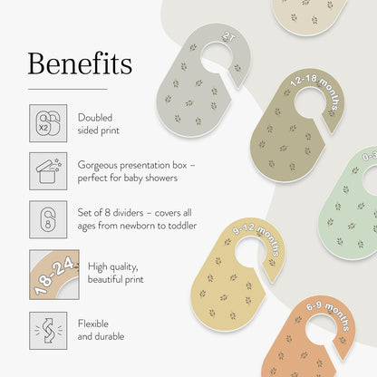 Baby Closet Dividers (Baby Blue) – Fits 1.5" Rod - Set of 8 Baby Clothes Organizers – Organize Nursery Hangers Size/Age