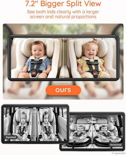 BV2MAX Baby Car Camera, White 4.5" 1080P Monitor with Recording