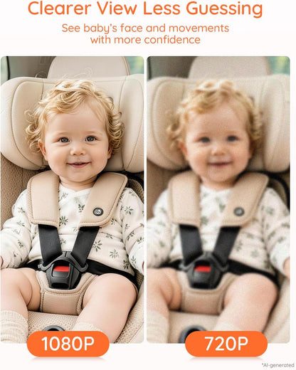 BV2MAX Baby Car Camera, White 4.5" 1080P Monitor with Recording