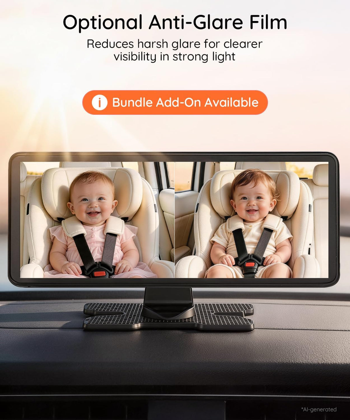 BV2MAX Baby Car Camera, White 4.5" 1080P Monitor with Recording