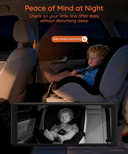 BV2MAX Baby Car Camera, White 4.5" 1080P Monitor with Recording
