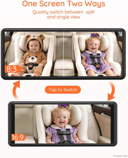 BV2MAX Baby Car Camera, White 4.5" 1080P Monitor with Recording