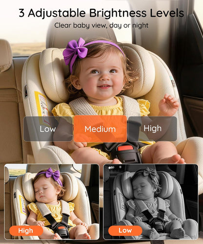 BV2MAX Baby Car Camera, White 4.5" 1080P Monitor with Recording