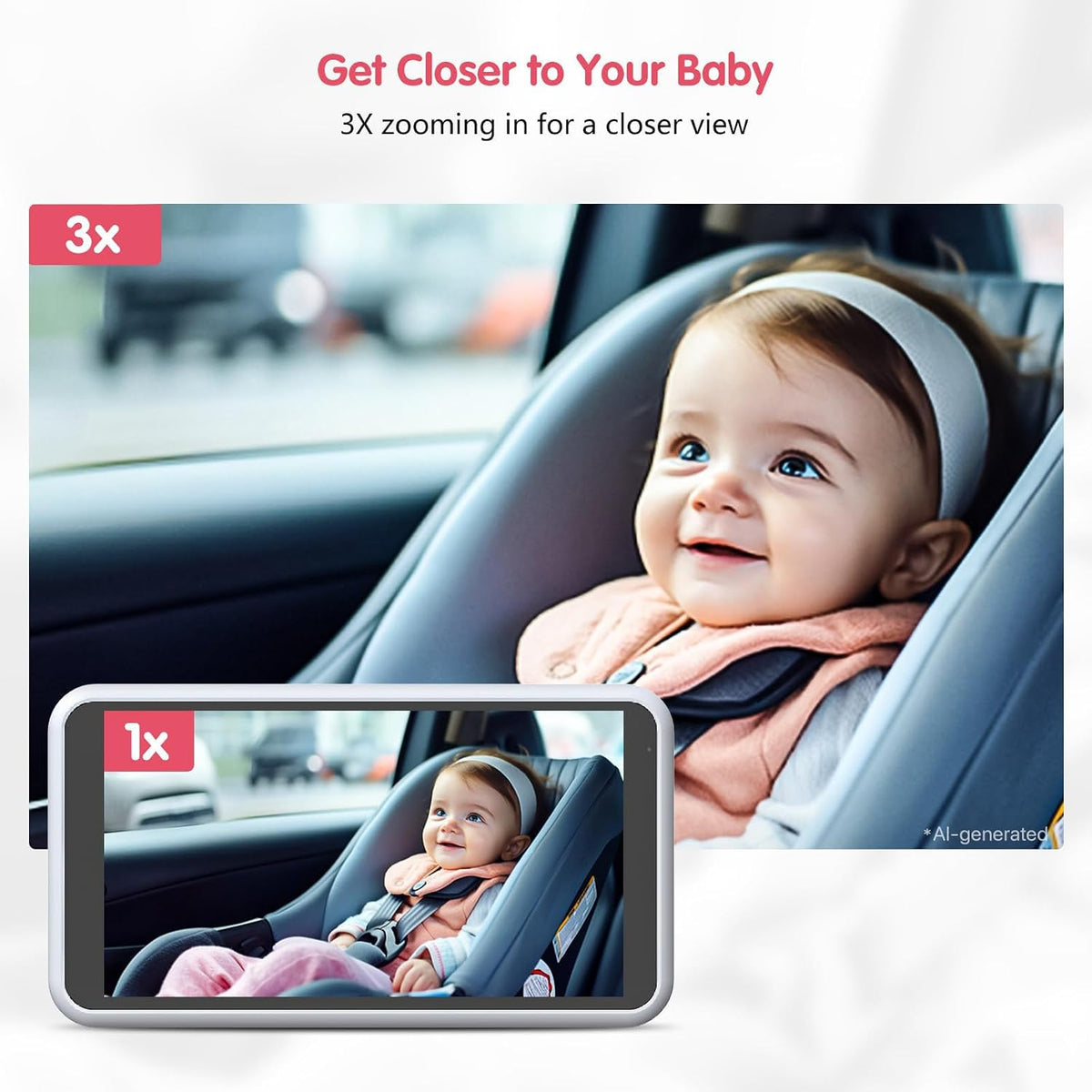BM3 Baby Car Camera, 5.2" 1080P Monitor with Recording