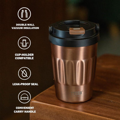 Stainless Steel Portable Tumbler with Flip Lid,Travel Mug with Concealed Carry Handle, Leakproof Insulated Coffee Cup (GREEN, 13 OZ)