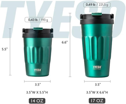 Stainless Steel Portable Tumbler with Flip Lid,Travel Mug with Concealed Carry Handle, Leakproof Insulated Coffee Cup (GREEN, 13 OZ)