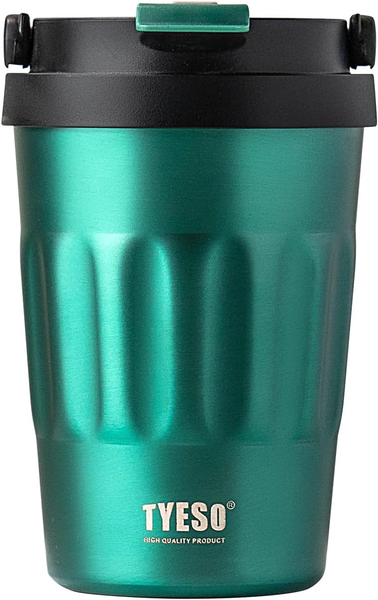 Stainless Steel Portable Tumbler with Flip Lid,Travel Mug with Concealed Carry Handle, Leakproof Insulated Coffee Cup (GREEN, 13 OZ)