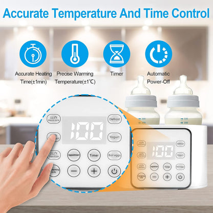 Baby Bottle Warmer 9-in-1 Multifuntion Breast Milk Warmer, Fast Baby Food Heater and Defrost Warmer with Timer for Twins, LCD Display Accurate Temperature Adjustment, 24H Constant Mode