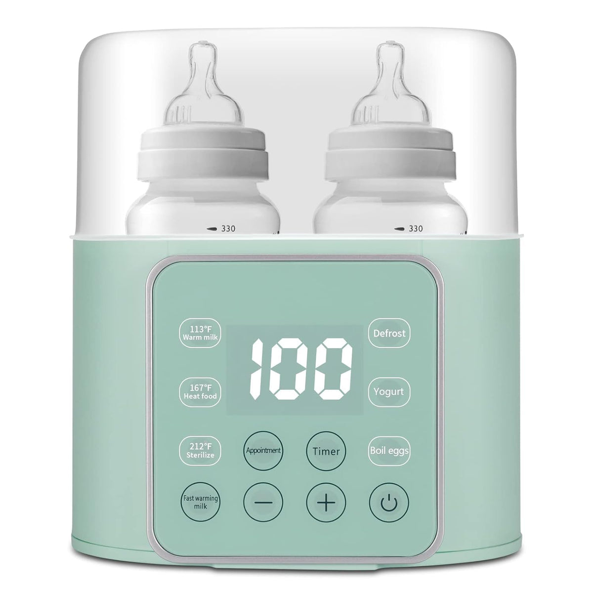 Baby Bottle Warmer 9-in-1 Multifuntion Breast Milk Warmer, Fast Baby Food Heater and Defrost Warmer with Timer for Twins, LCD Display Accurate Temperature Adjustment, 24H Constant Mode