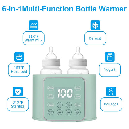 Baby Bottle Warmer 9-in-1 Multifuntion Breast Milk Warmer, Fast Baby Food Heater and Defrost Warmer with Timer for Twins, LCD Display Accurate Temperature Adjustment, 24H Constant Mode