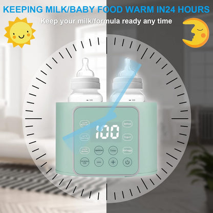 Baby Bottle Warmer 9-in-1 Multifuntion Breast Milk Warmer, Fast Baby Food Heater and Defrost Warmer with Timer for Twins, LCD Display Accurate Temperature Adjustment, 24H Constant Mode