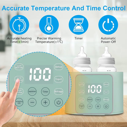 Baby Bottle Warmer 9-in-1 Multifuntion Breast Milk Warmer, Fast Baby Food Heater and Defrost Warmer with Timer for Twins, LCD Display Accurate Temperature Adjustment, 24H Constant Mode