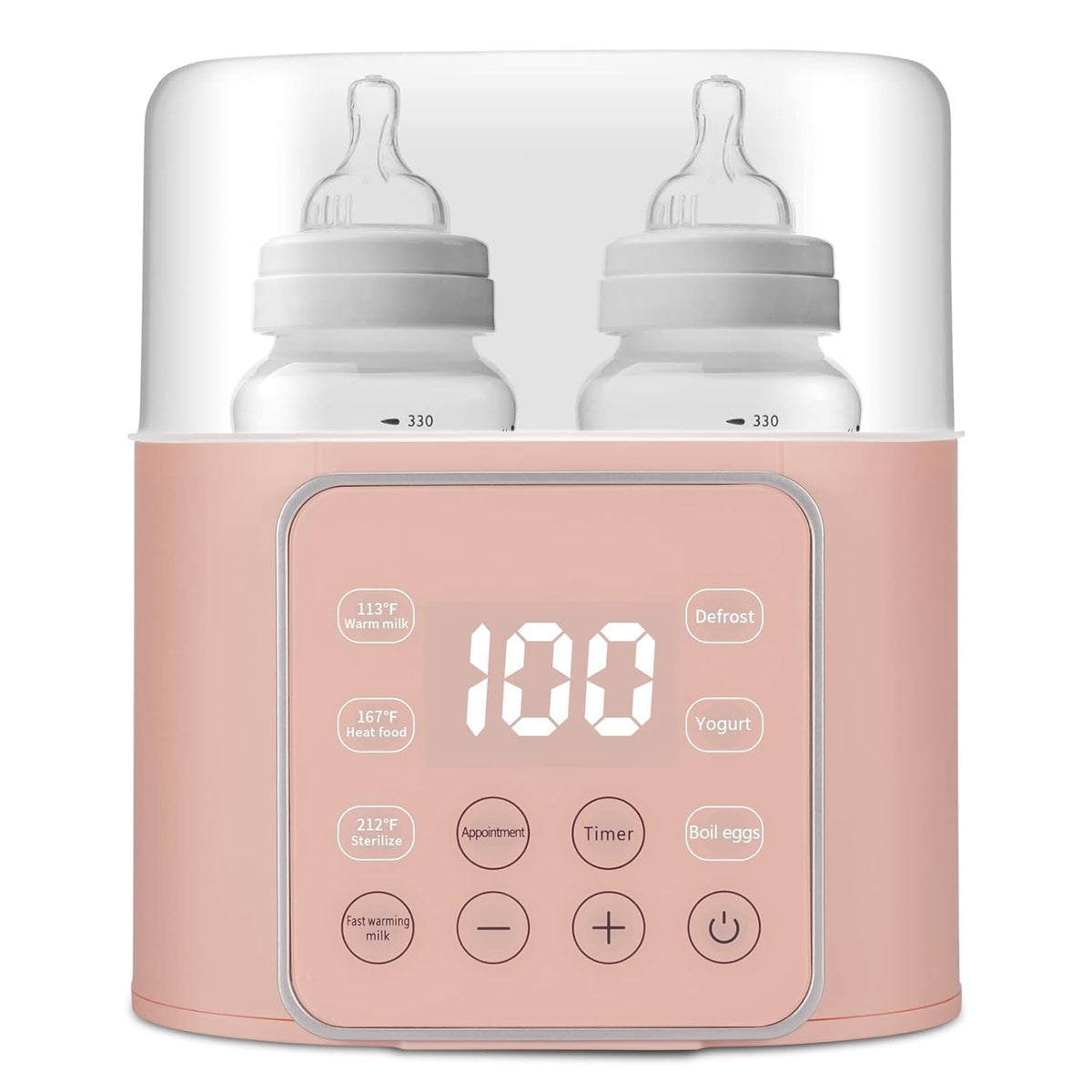 Baby Bottle Warmer 9-in-1 Multifuntion Breast Milk Warmer, Fast Baby Food Heater and Defrost Warmer with Timer for Twins, LCD Display Accurate Temperature Adjustment, 24H Constant Mode