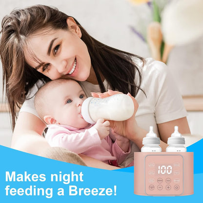 Baby Bottle Warmer 9-in-1 Multifuntion Breast Milk Warmer, Fast Baby Food Heater and Defrost Warmer with Timer for Twins, LCD Display Accurate Temperature Adjustment, 24H Constant Mode