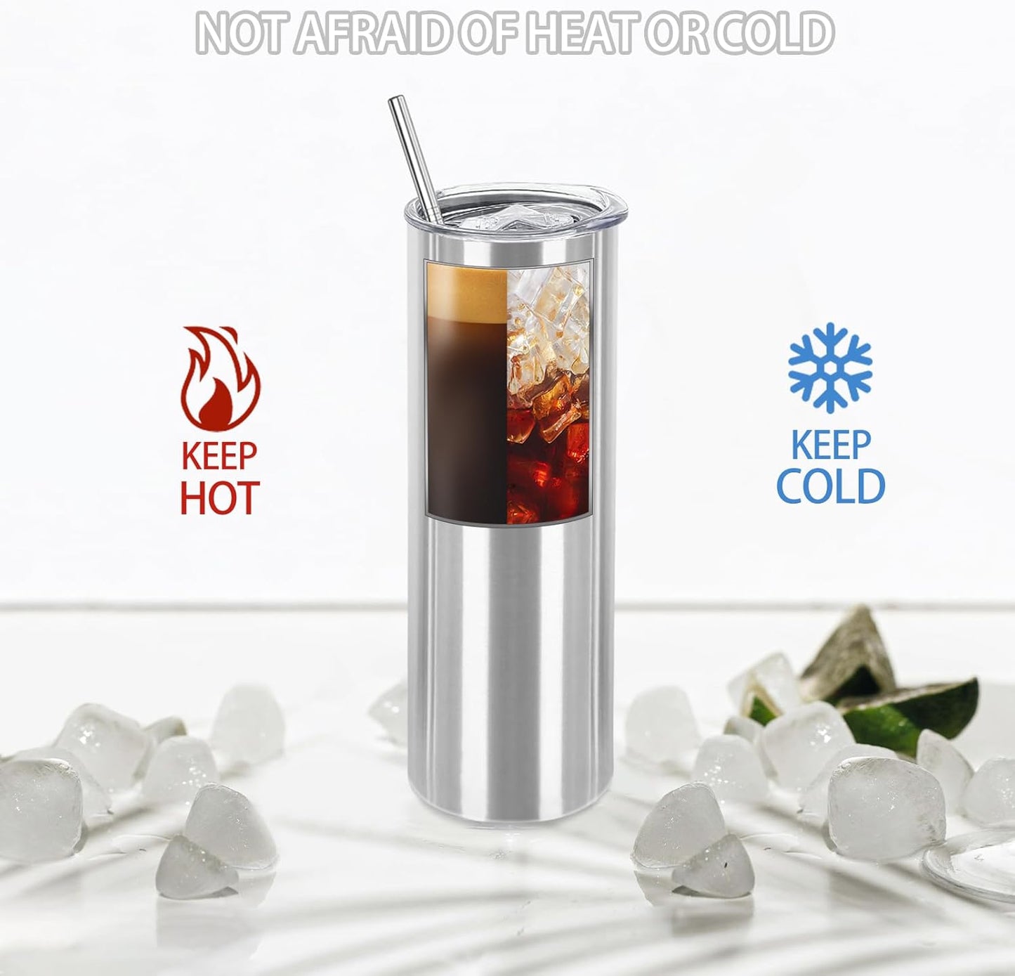 16 Pack Stainless Steel Skinny Tumblers Blank Bulk Straight Double Wall Insulated Tumbler with Lid and Straw for, DIY Gift, 20oz Silver